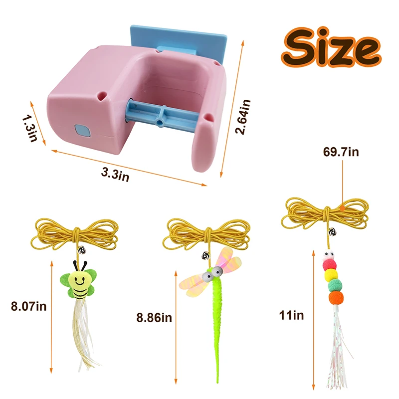 BOOTEELY Interactive Hanging Cat Retractable String RechargeableToys for Indoor Kittens and Bored Adult with 3 Flying Feathers