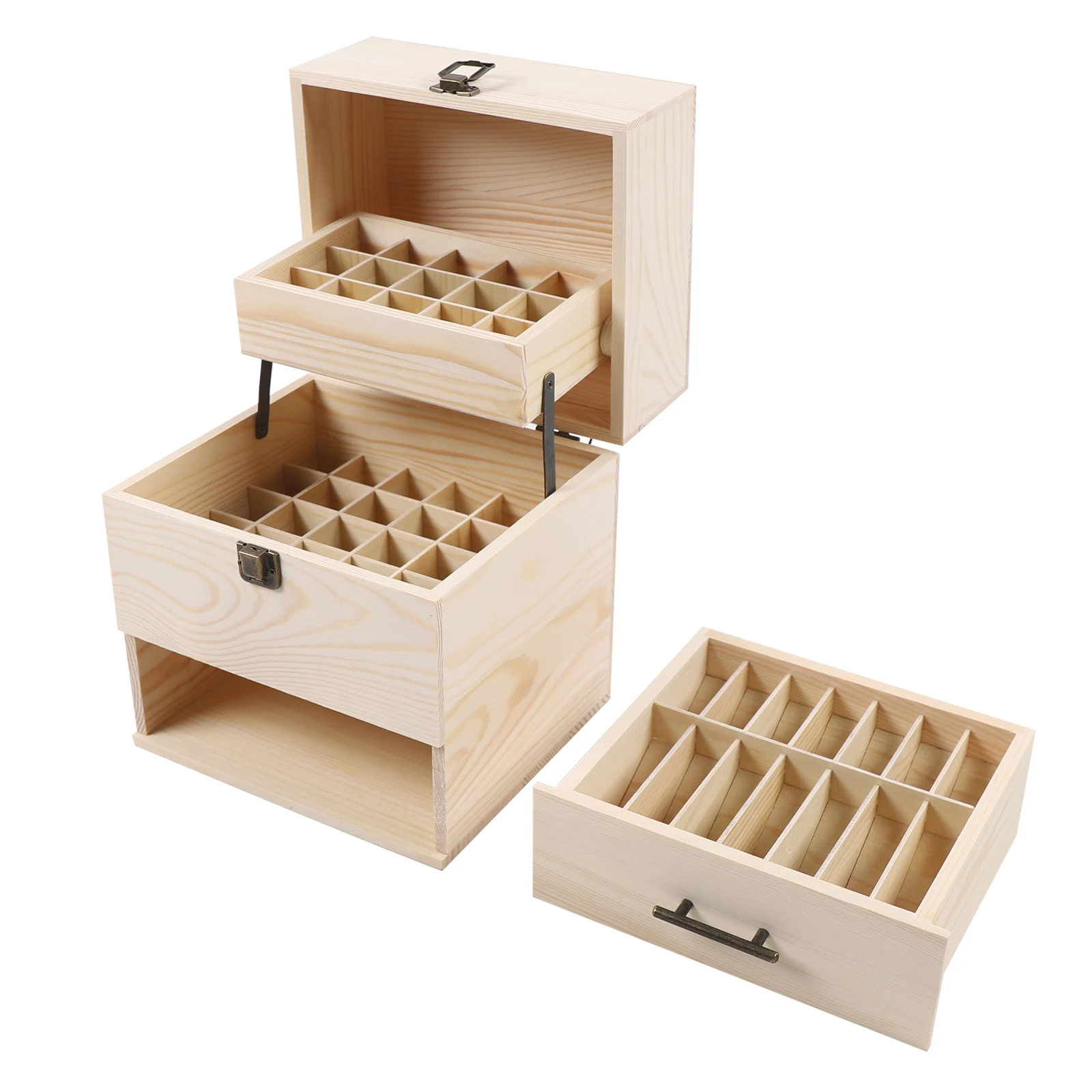 Wood Essential Oil Box 59 Grid Wood Essential Oil Box Essential Oil Packaging Box High Quality 3 Layer Essential Oil Box
