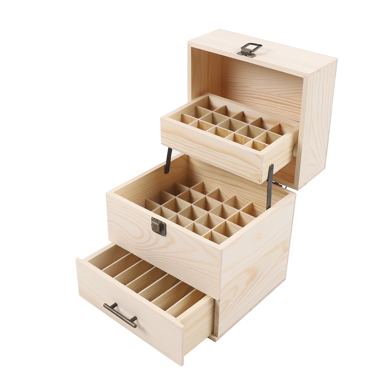 Wood Essential Oil Box 59 Grid Wood Essential Oil Box Essential Oil Packaging Box High Quality 3 Layer Essential Oil Box