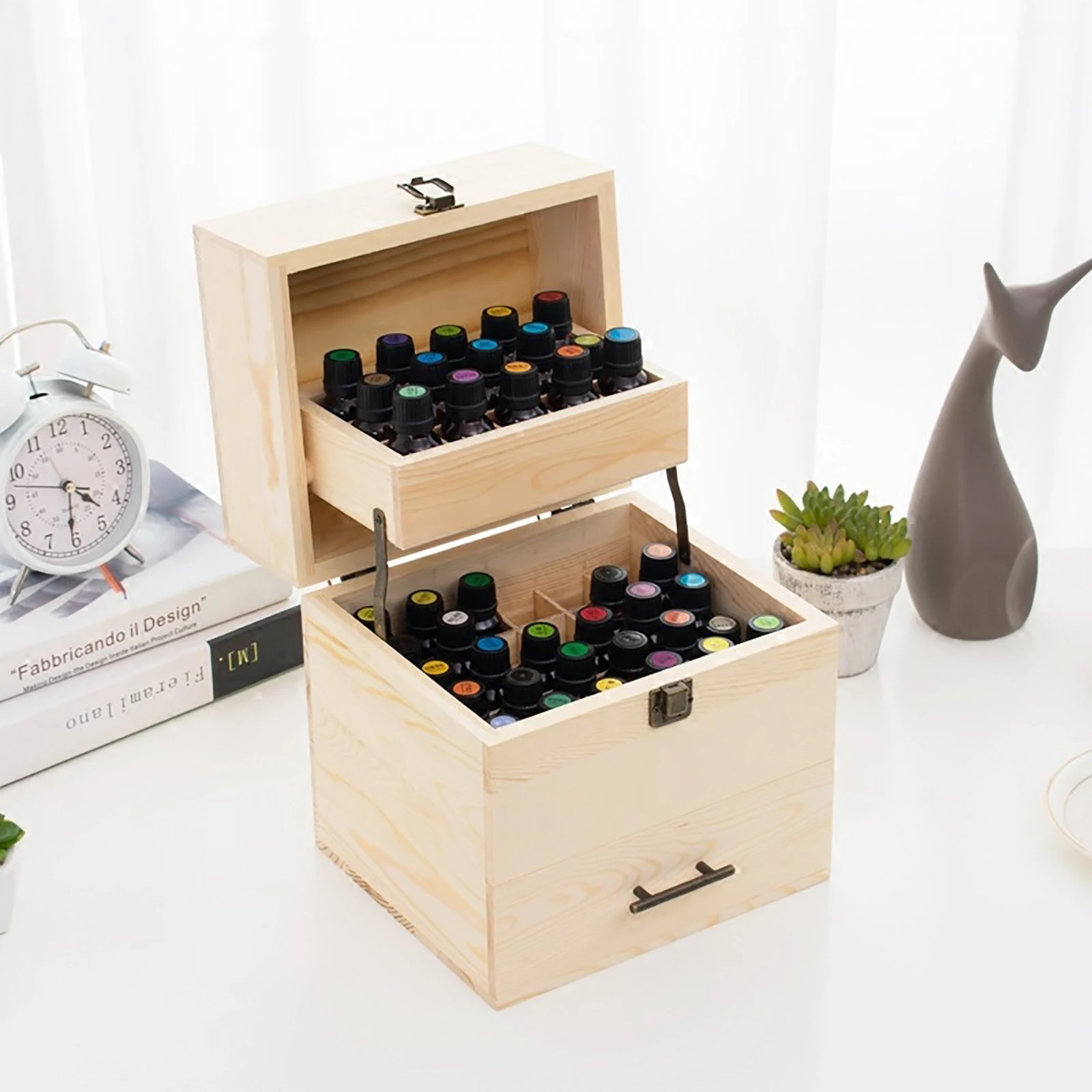 Wood Essential Oil Box 59 Grid Wood Essential Oil Box Essential Oil Packaging Box High Quality 3 Layer Essential Oil Box
