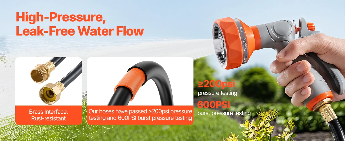 SucceBuy Retractable Garden Hose Reel Wall Mounted Hose Reel Heavy Duty Garden Hose Reel with 9Pattern Nozzle 180°Swivel Bracket