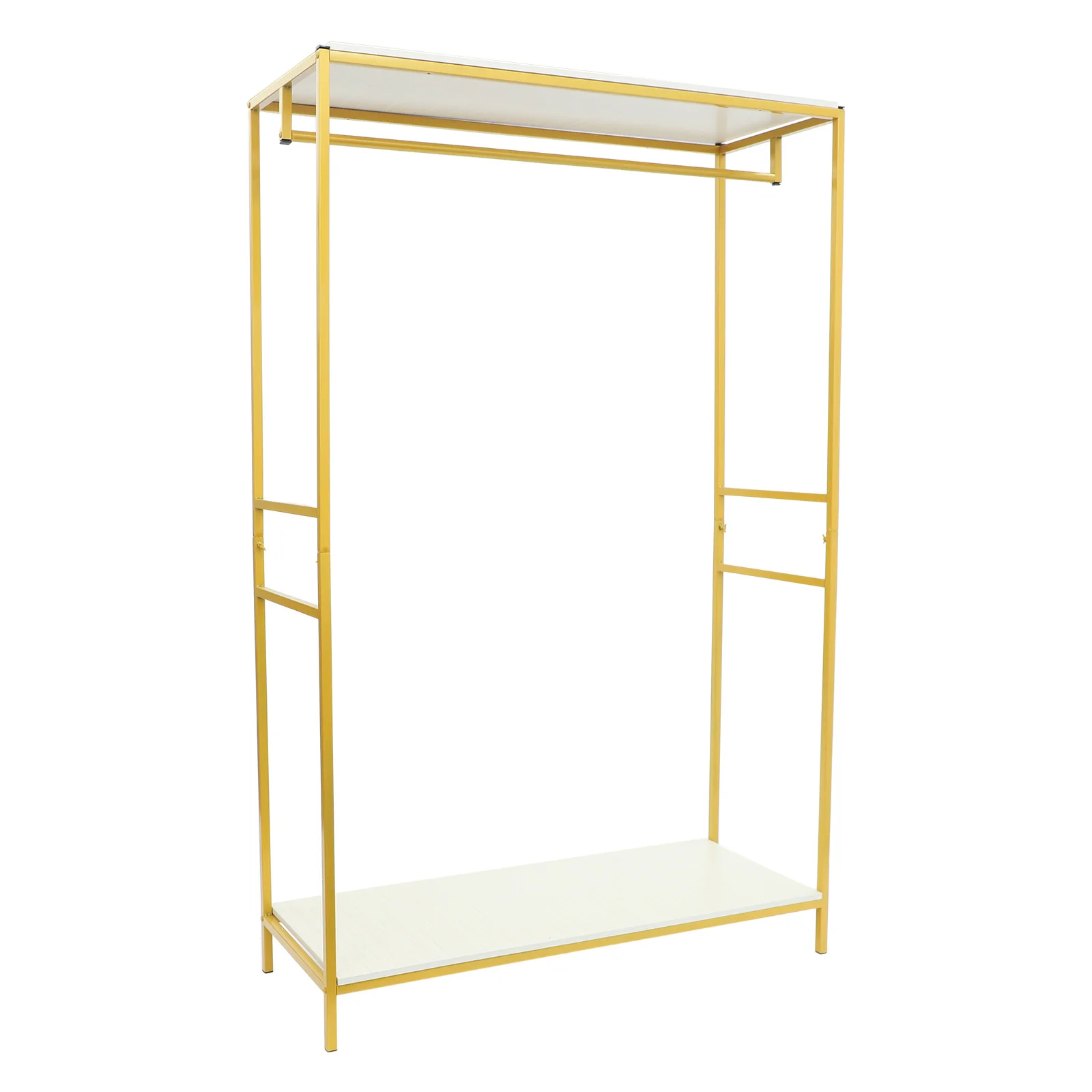 Gold Iron Clothing Rack with Shelves Wedding Dress Bridal Garment Rack Stand
