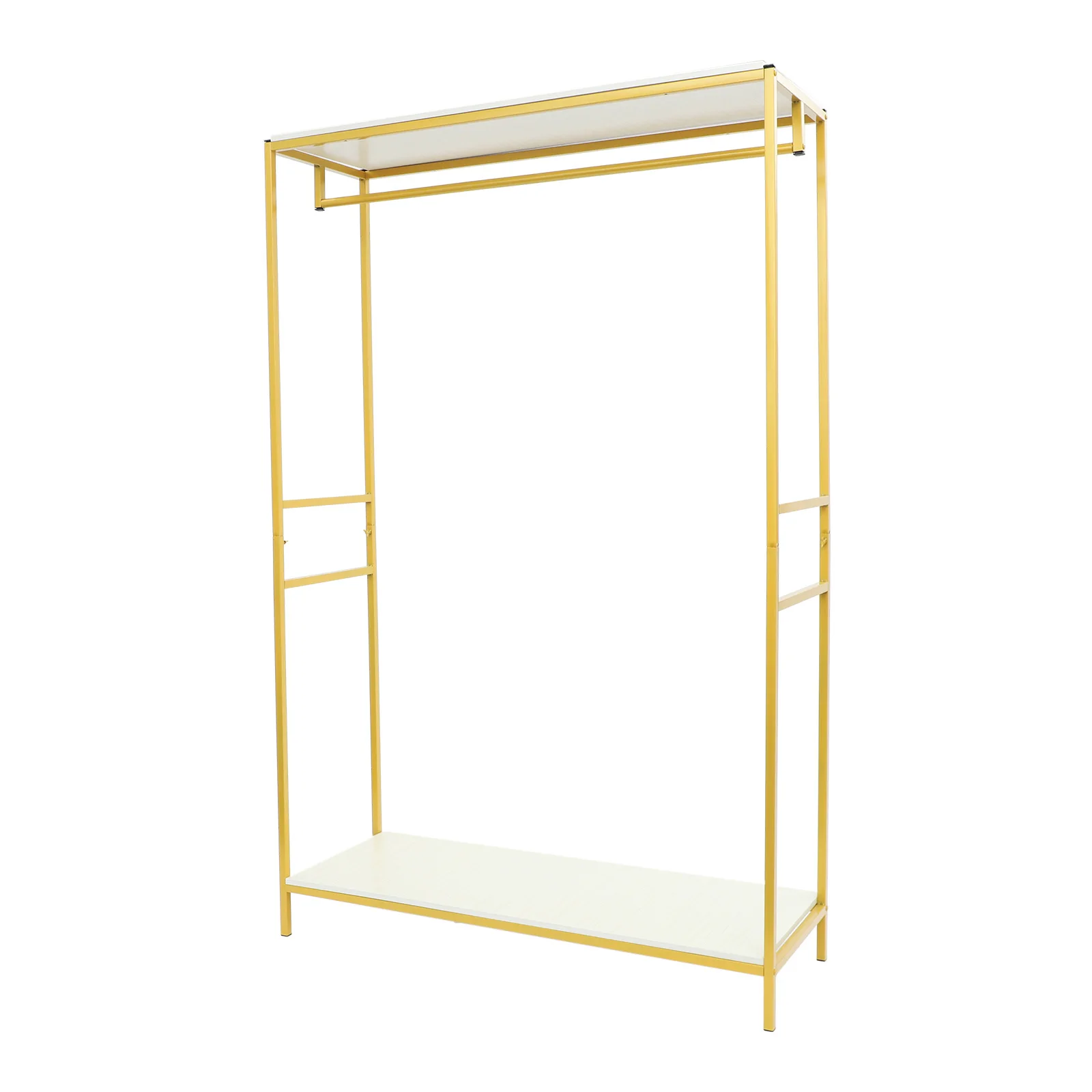Gold Iron Clothing Rack with Shelves Wedding Dress Bridal Garment Rack Stand