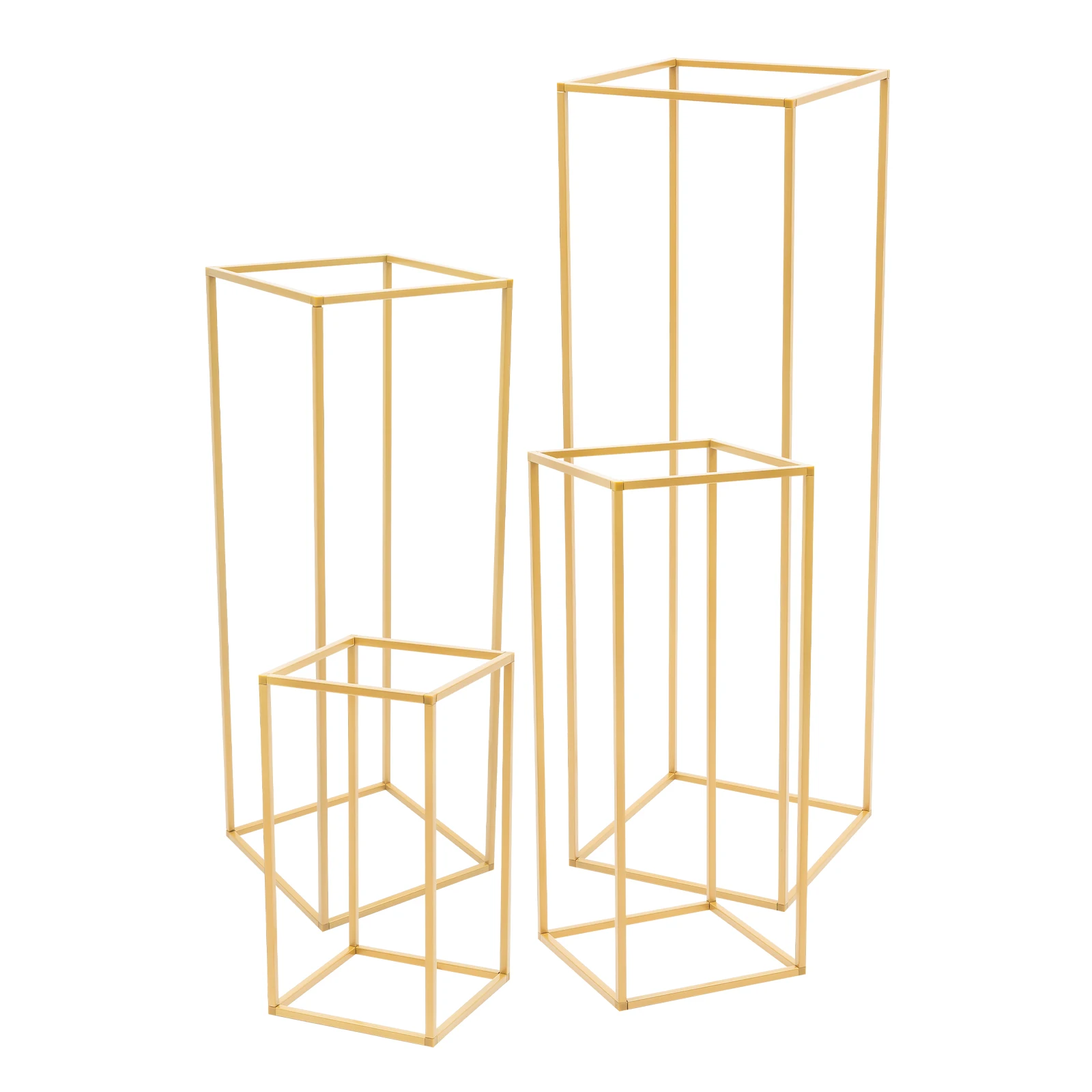 4Pcs Wedding Flower Stand Set Gold Metal Column Rack Party Decor Balloon Display Holder Centerpiece Vase Pillar 40+60+80+100cm