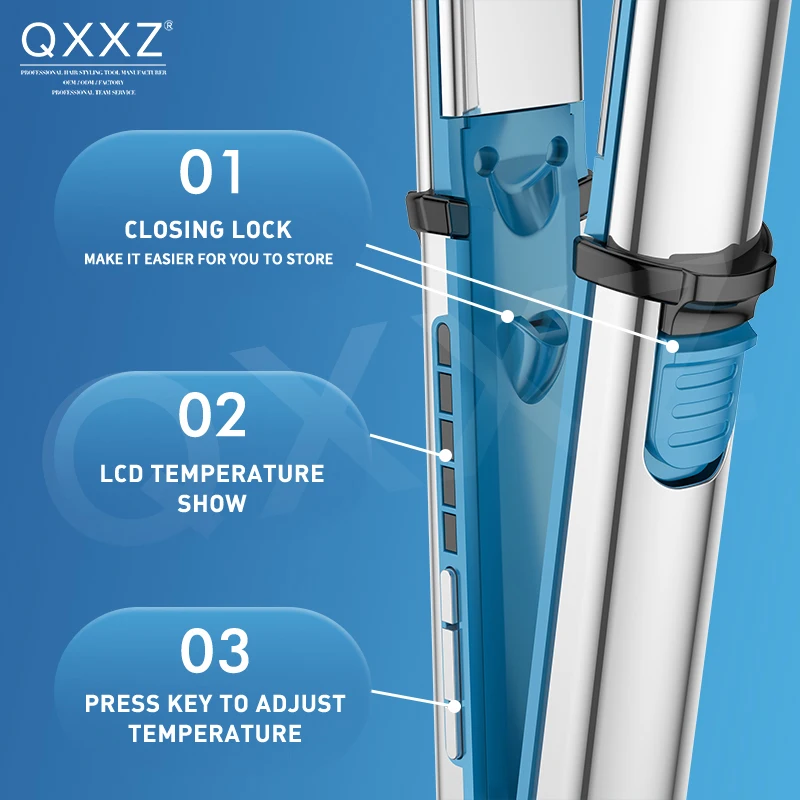QXXZ Customized Hair Straightener Flat Iron LED Temperature Light Display Titanium Plate Rapid Heating Styling Tools