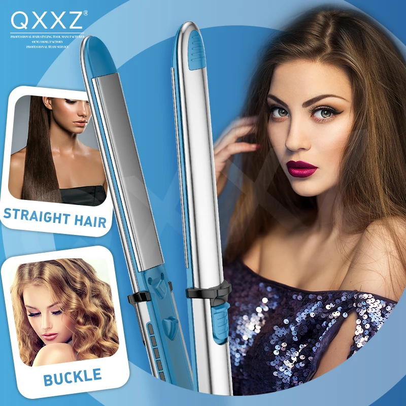 QXXZ Customized Hair Straightener Flat Iron LED Temperature Light Display Titanium Plate Rapid Heating Styling Tools