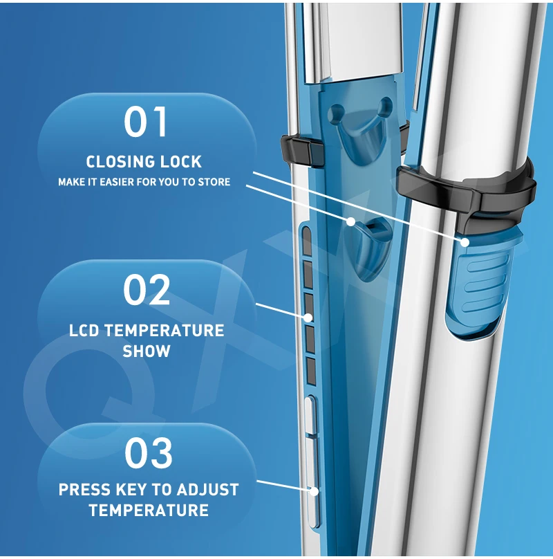 QXXZ Customized Hair Straightener Flat Iron LED Temperature Light Display Titanium Plate Rapid Heating Styling Tools