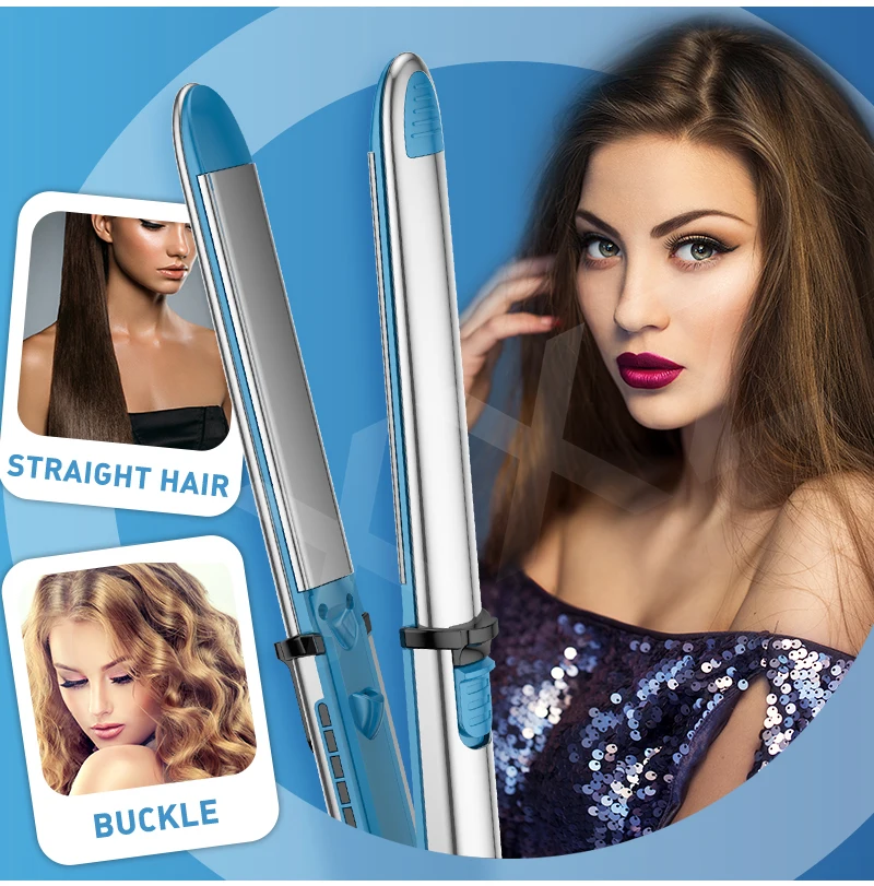 QXXZ Customized Hair Straightener Flat Iron LED Temperature Light Display Titanium Plate Rapid Heating Styling Tools