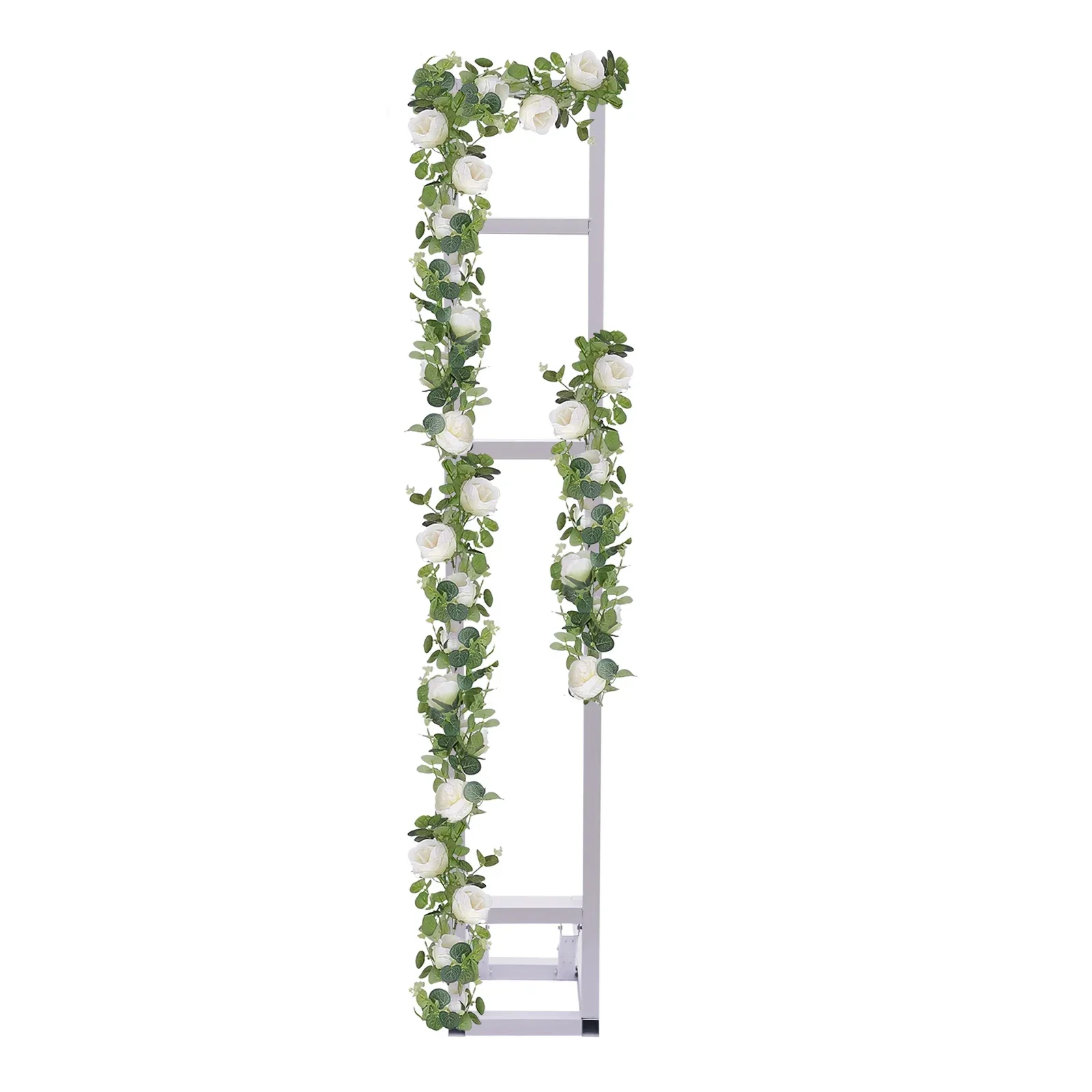 White Flower Arches,Wedding Arch Backdrop Stand, with Foldable Base, Square Balloon Arch Stand for Birthday Party Decor