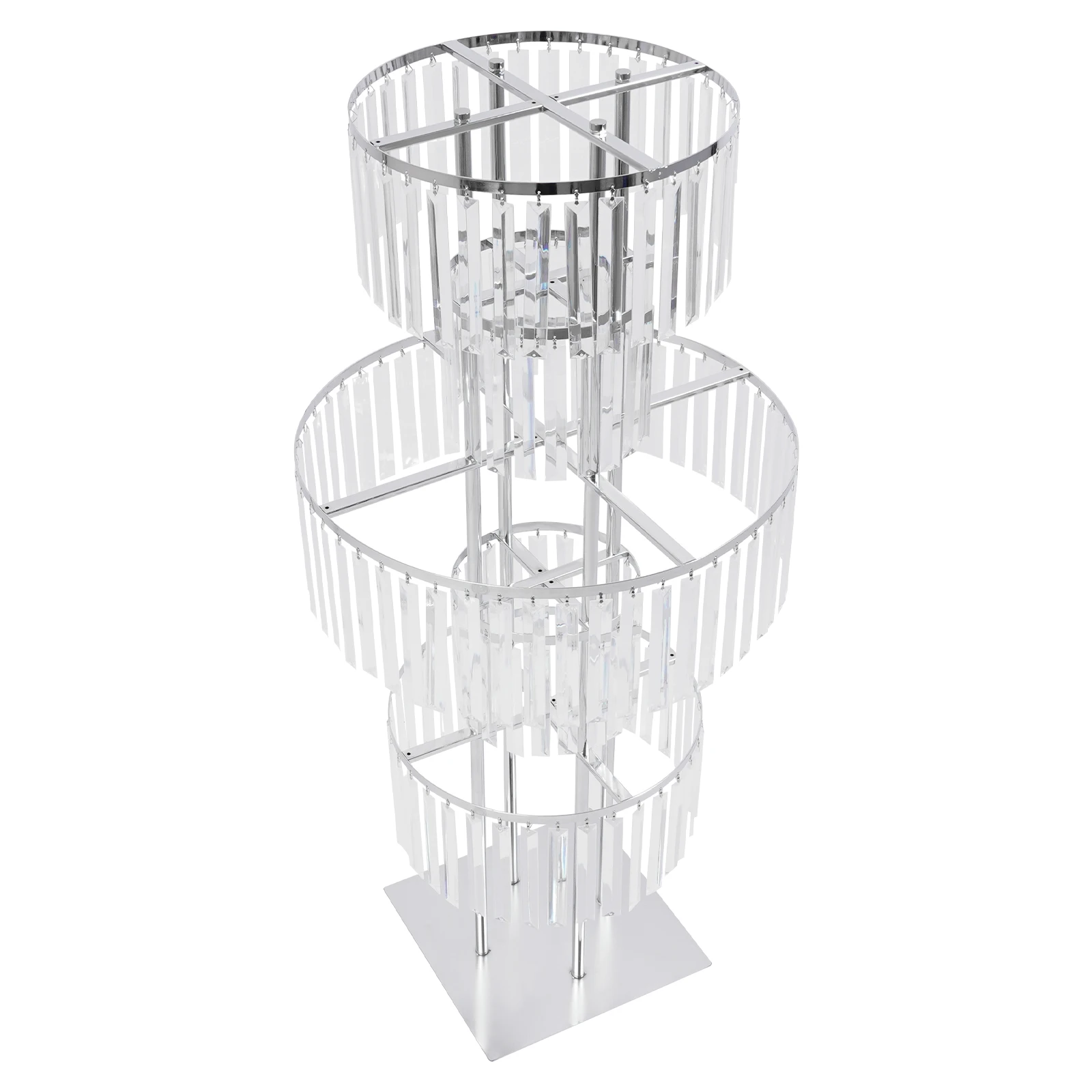 5 Tiers Crystal Flower Stand Gold/Silver 43.3 Inch Height Display Rack Aisle Guide Table Decoration Wedding Centerpiece Stand for Party Birthday Coffee Shop