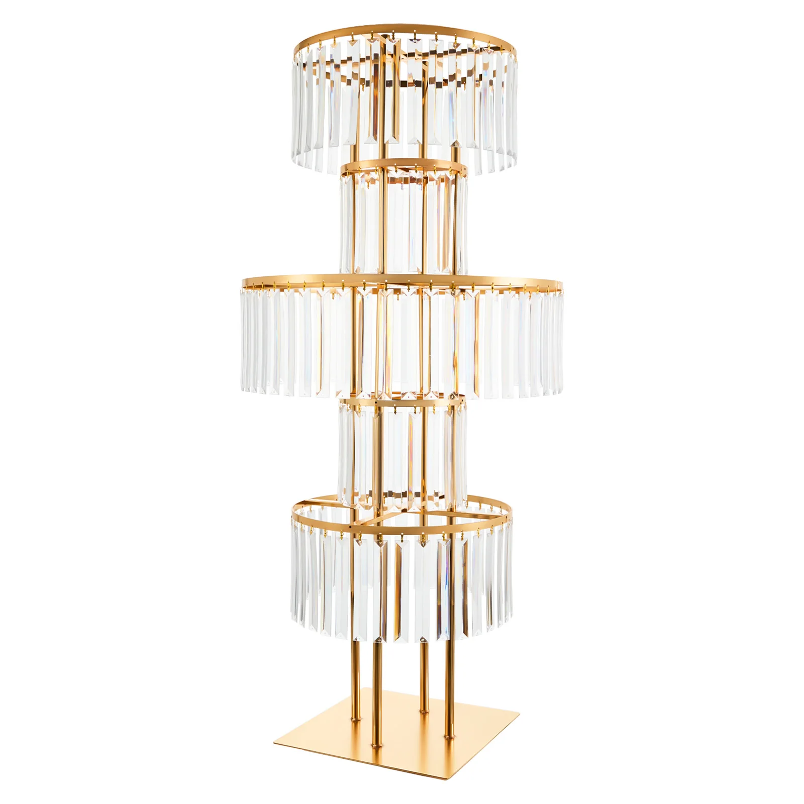5 Tiers Crystal Flower Stand Gold/Silver 43.3 Inch Height Display Rack Aisle Guide Table Decoration Wedding Centerpiece Stand for Party Birthday Coffee Shop