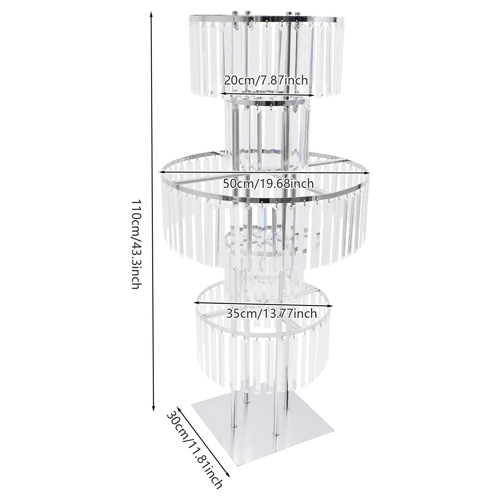 5 Tiers Crystal Flower Stand Gold/Silver 43.3 Inch Height Display Rack Aisle Guide Table Decoration Wedding Centerpiece Stand for Party Birthday Coffee Shop
