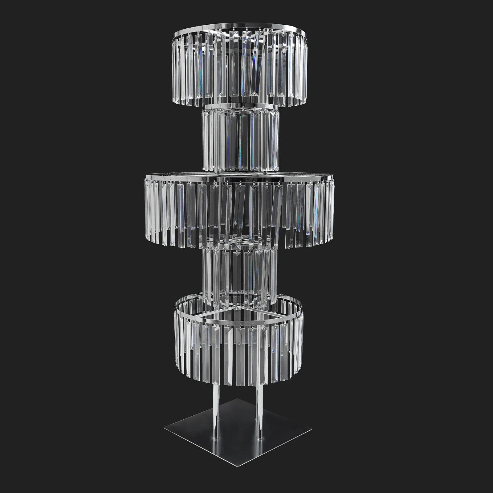 5 Tiers Crystal Flower Stand Gold/Silver 43.3 Inch Height Display Rack Aisle Guide Table Decoration Wedding Centerpiece Stand for Party Birthday Coffee Shop