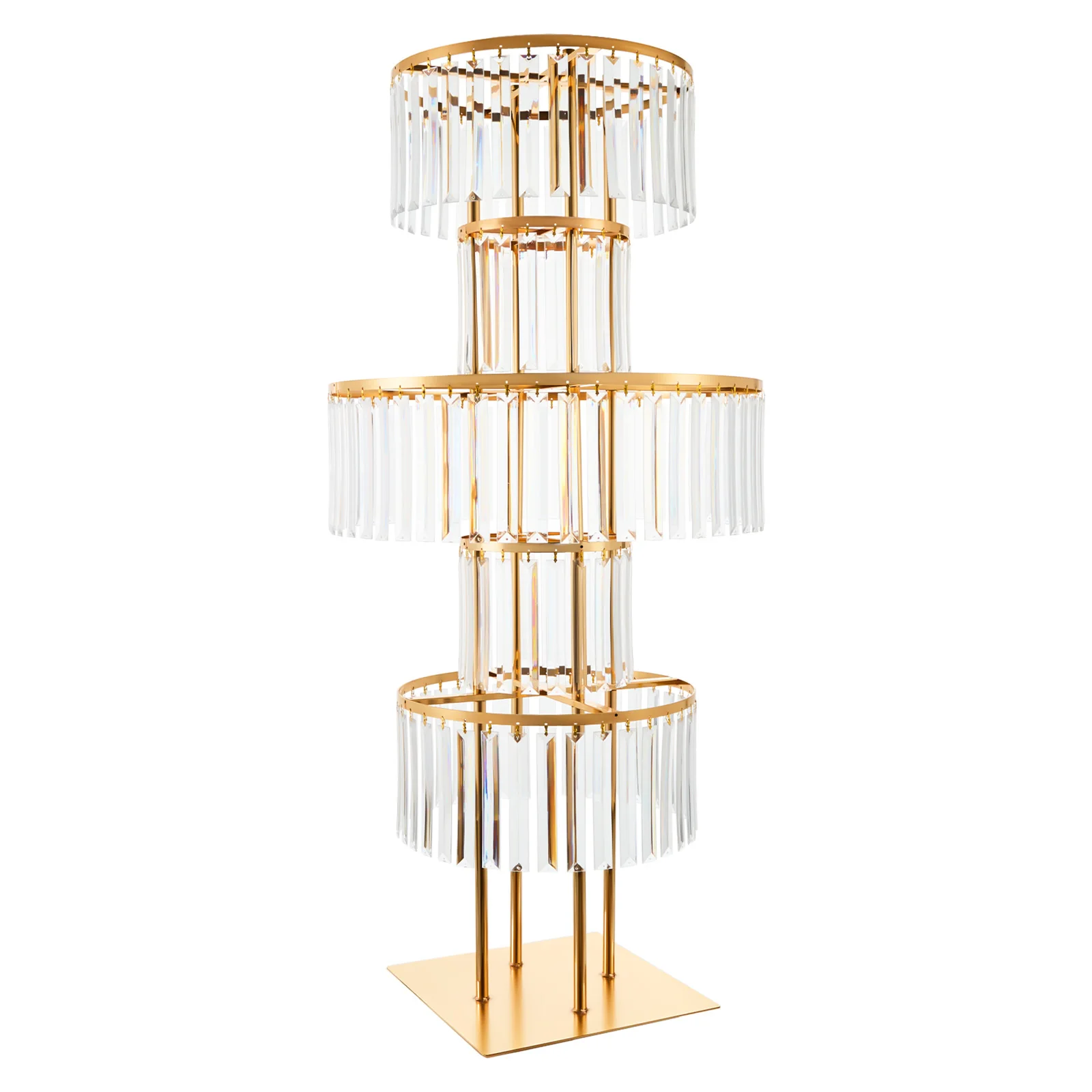 5 Tiers Crystal Flower Stand Gold/Silver 43.3 Inch Height Display Rack Aisle Guide Table Decoration Wedding Centerpiece Stand for Party Birthday Coffee Shop