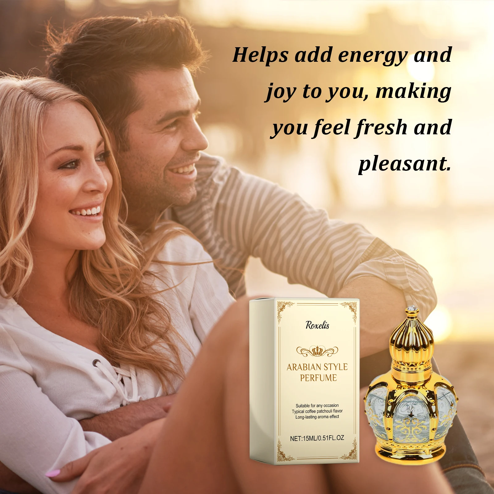Roxelis 15ml Coffee Patchouli Natural Fragrance Fresh Elegant Long-Lasting Charm Atmosphere Date Perfume for Men And Women