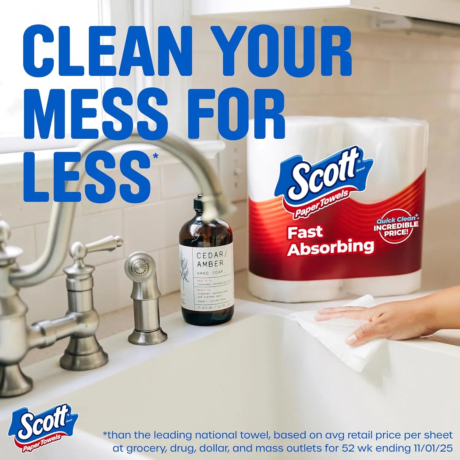 Choose-A-Sheet Paper Towels, 6 Double Rolls = 12 Regular Rolls (108 Sheets Per Roll), High Absorbency Household Essential