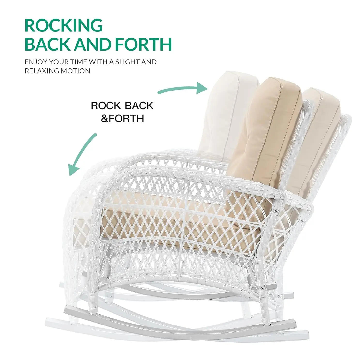 3-Piece Outdoor Conversation Bistro Set, Patio Wicker Rocking Chairs Rattan Furniture Sets w/ 2 Rattan Chairs,, Customized