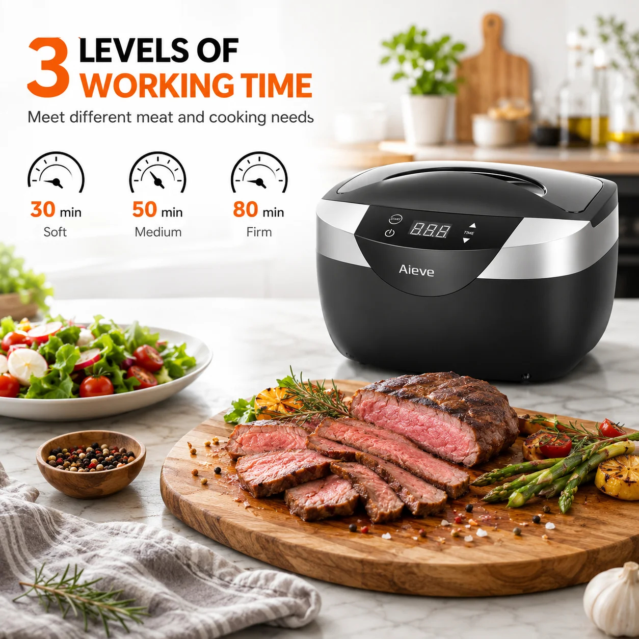 Ultrasonic Meat Tenderizer Automatic Steak Tenderizer Tool Sous Vide Cooking Machine Precision Cooker for Beef Chicken Turkey Fish Pork, Electric Meat Tenderizing Kitchen Appliance with Smart Control for Juicy Tender Meals