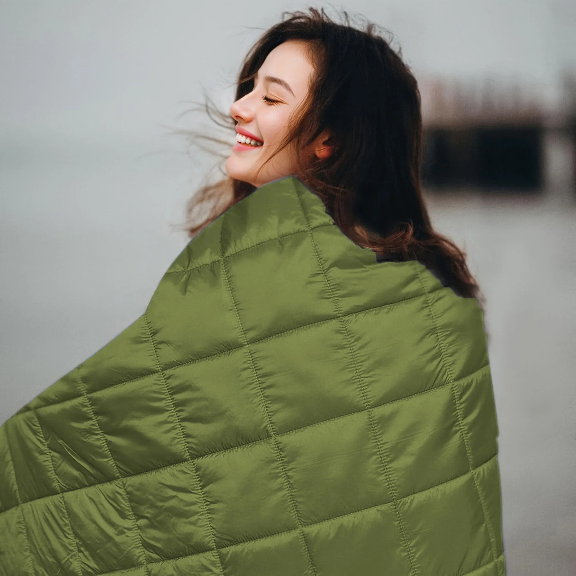 Outdoor Puffy Camping Blanket, Lightweight Down Alternative Puffy Camping Large Ultra Warm Hammock Top Quilt Waterproof Blanket for Traveling Picnic Beach Party Cold Weather