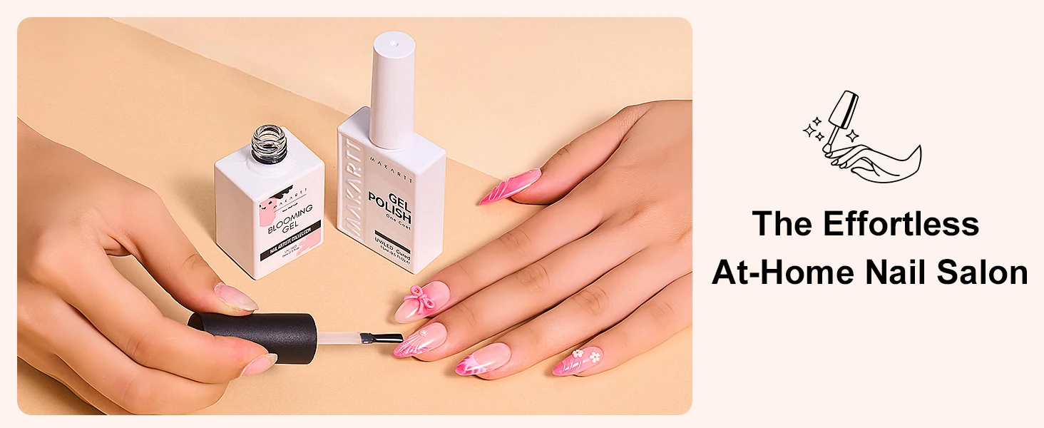Makartt Blooming Gel Polish Clear UV LED Soak Off Nail Gel With Brush For Marble Watercolor Nail Art Painting DIY Manicure Gift