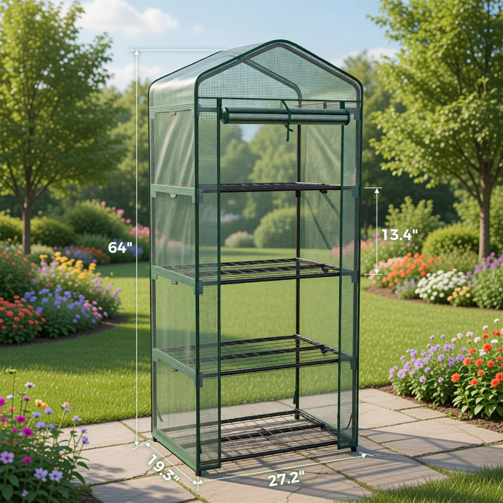 JHK Mini 30 IN Greenhouse for Outside Indoor Use Portable Green House Multi-Tier Plant Growing Rack with PE Cover for Outdoor