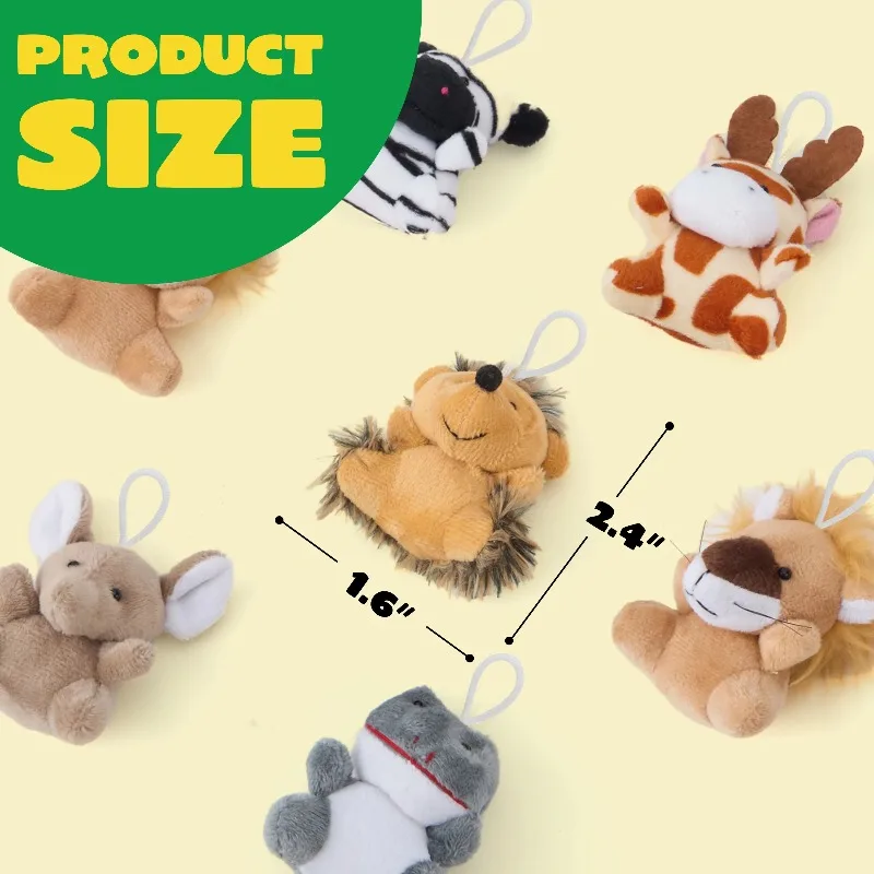 24 Pcs Small Stuffed Animals 3“ Kids Party Favors Bulk Safari Animals Plush Toys Party Stuffers Birthday Favors Classroom Prize
