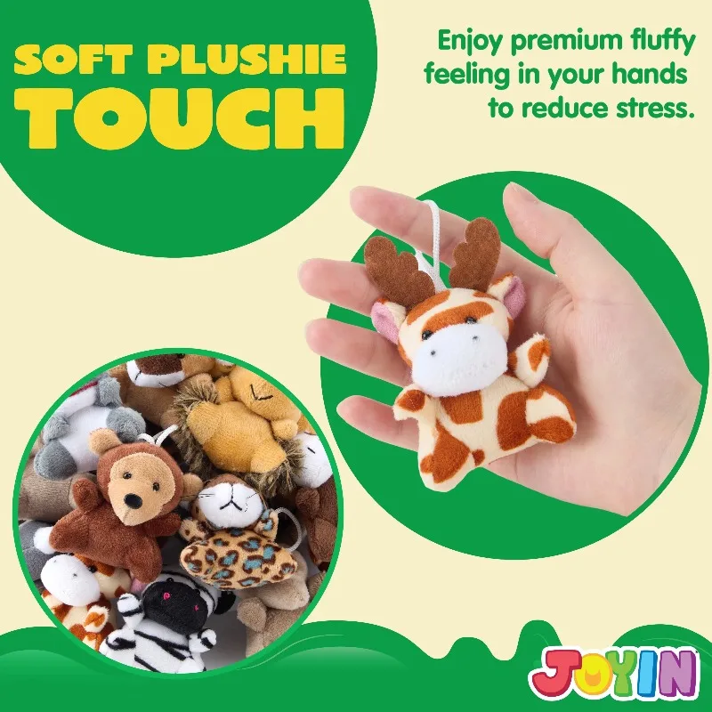 24 Pcs Small Stuffed Animals 3“ Kids Party Favors Bulk Safari Animals Plush Toys Party Stuffers Birthday Favors Classroom Prize