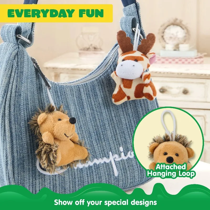24 Pcs Small Stuffed Animals 3“ Kids Party Favors Bulk Safari Animals Plush Toys Party Stuffers Birthday Favors Classroom Prize
