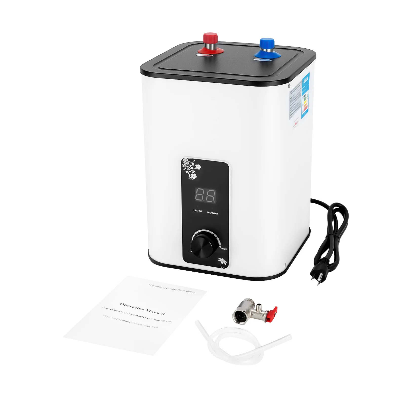 Instant Hot Water Heater 1500W, 8L Electric Mini Tank Water Heater 1500W with Temp Control 32-149°F for Kitchen Bathroom RV