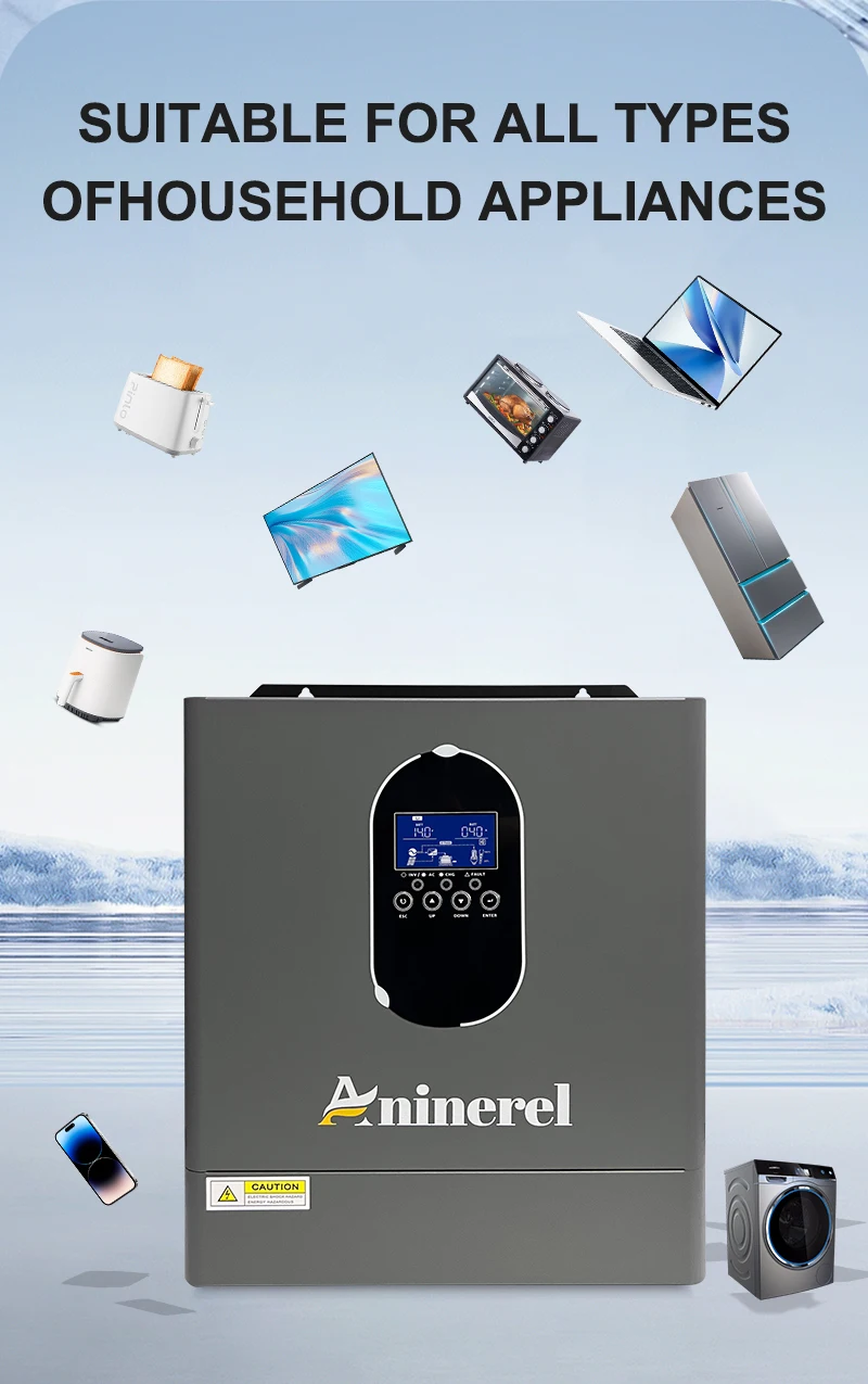 Aninerel NEW 4.2kw Hybrid Solar Inverter 110V-120v 24V On/Off Grid built-in MPPT 120A 60-500V 50/60hz Home Inversor Pure Sine Wave