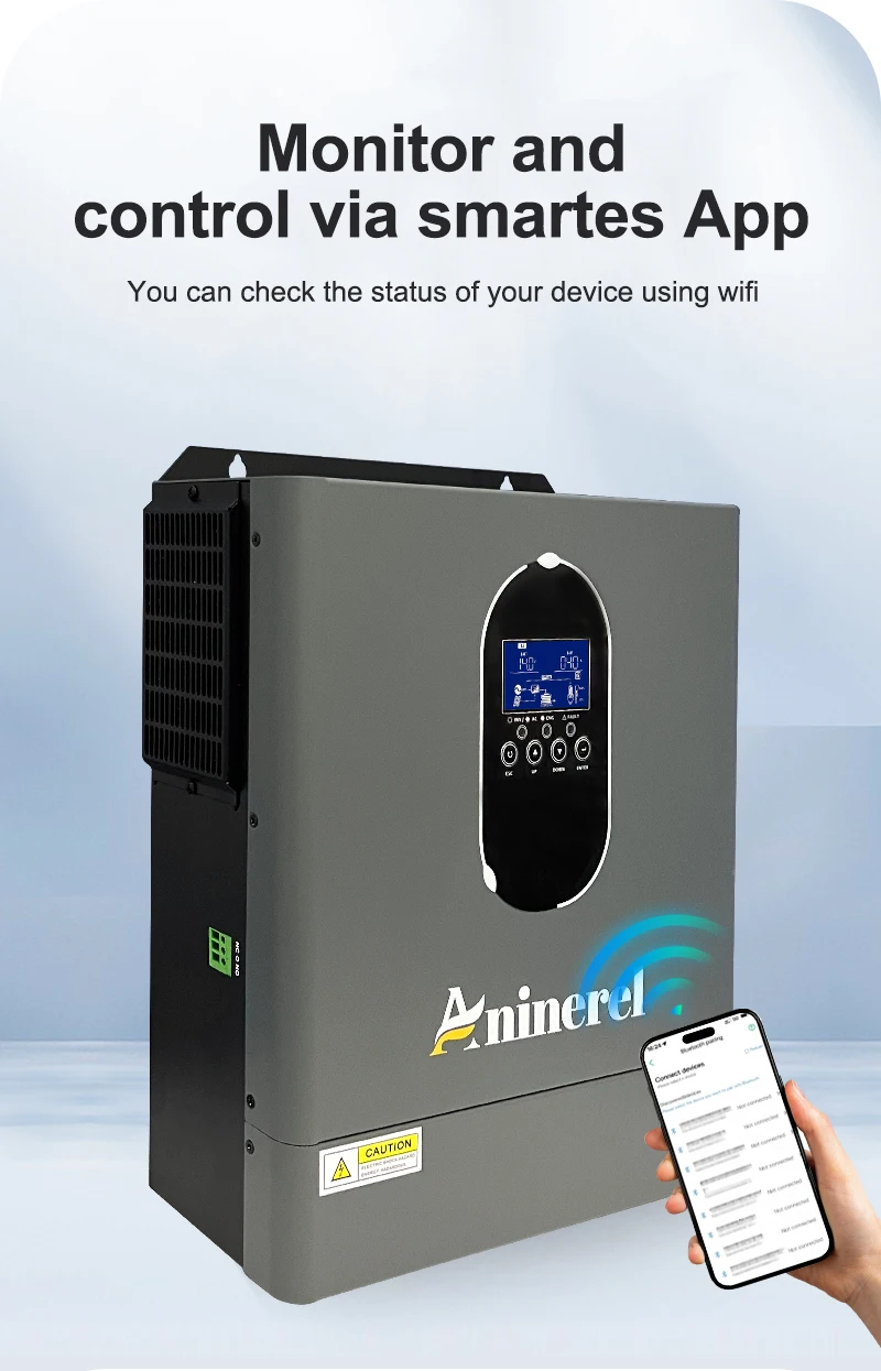Aninerel NEW 4.2kw Hybrid Solar Inverter 110V-120v 24V On/Off Grid built-in MPPT 120A 60-500V 50/60hz Home Inversor Pure Sine Wave