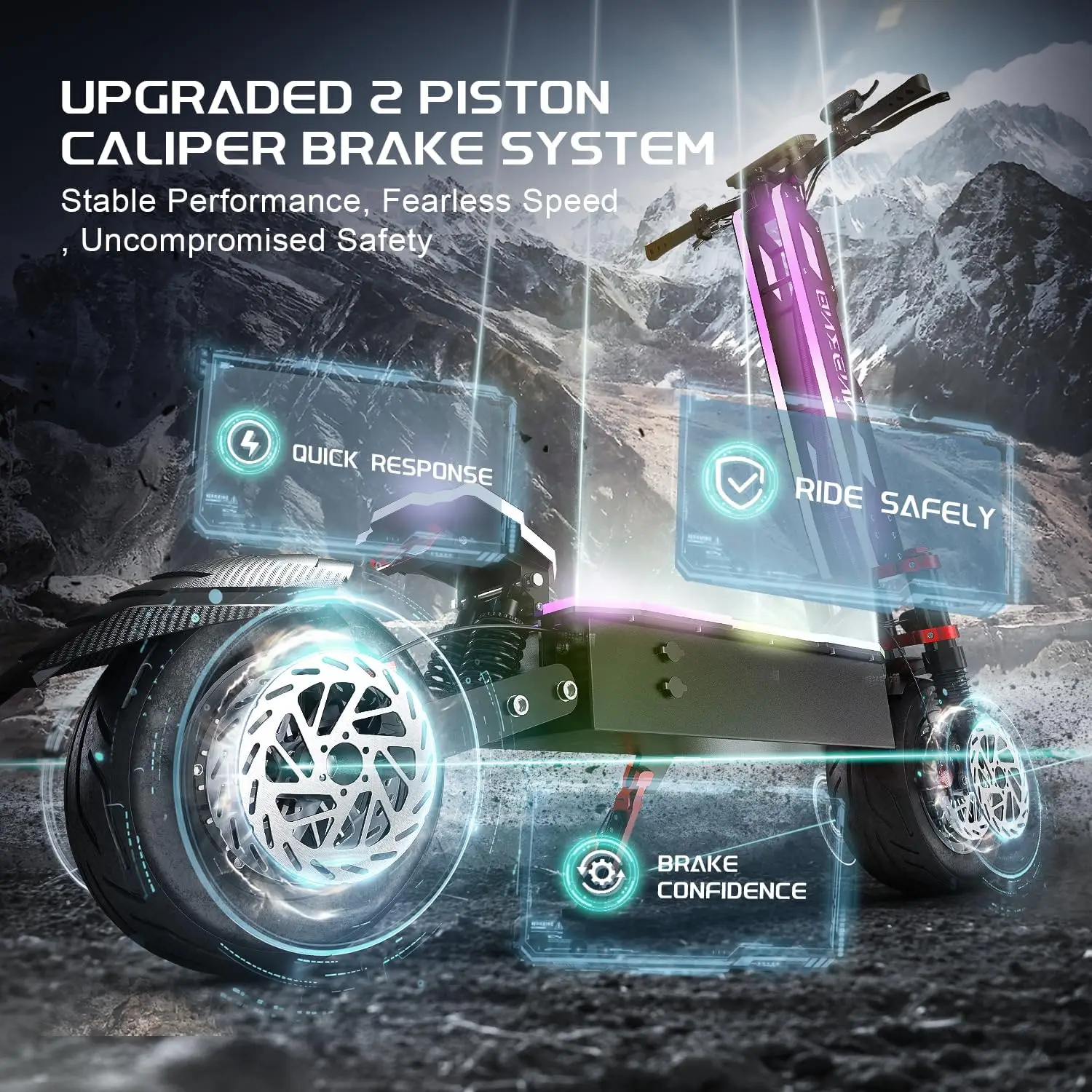 ONEONA GT9 Adults Electric Scooter with Seat | 7000W Dual Motor | 55MPH Max Speed, 60 Miles Range | 60V 38Ah Battery | 12" Off Road Tires, RGB Lights, UL2272 Foldable Commuter E Scooter