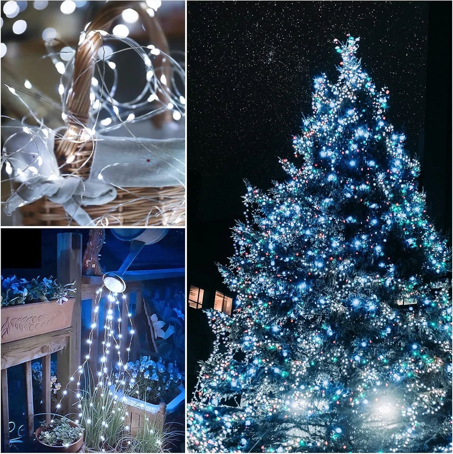 4Pcs/Pack 400 LED Solar Fairy Lights, Copper Wire String Lights with Solar Powered, 8 Lighting Modes, Outdoor/Indoor Lights for Garden, Patio, Wedding, Party & Holiday Decoration(Totaling 157.48 Feet ,Warm/Cool White/Muliticolor for Choose)