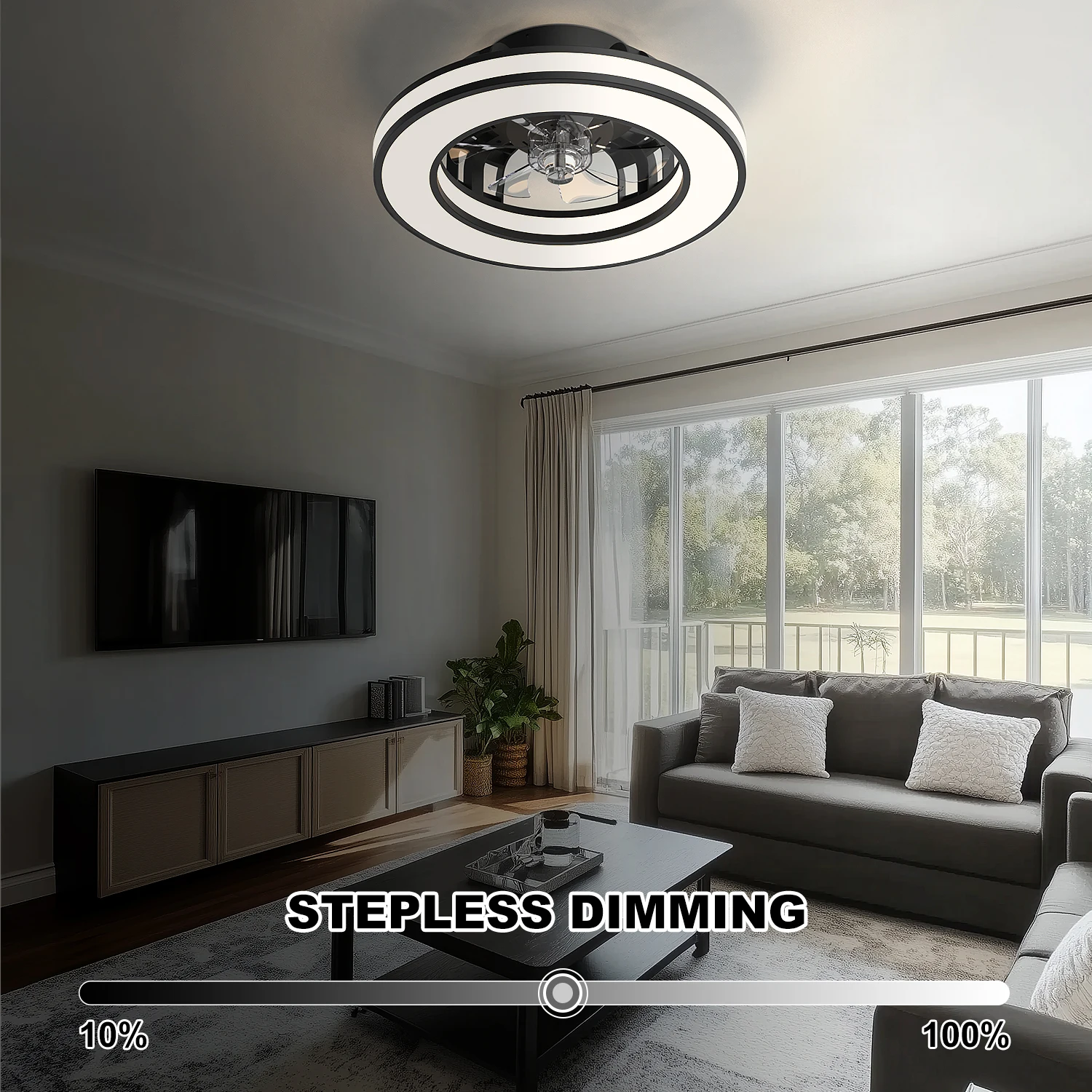 16 Inch LED Ceiling Fan Light with Remote Control Infinite Dimming 6 Levels of Wind Speed Living Room Bedroom Chandelier Fan