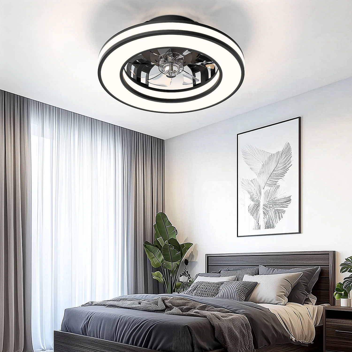 16 Inch LED Ceiling Fan Light with Remote Control Infinite Dimming 6 Levels of Wind Speed Living Room Bedroom Chandelier Fan