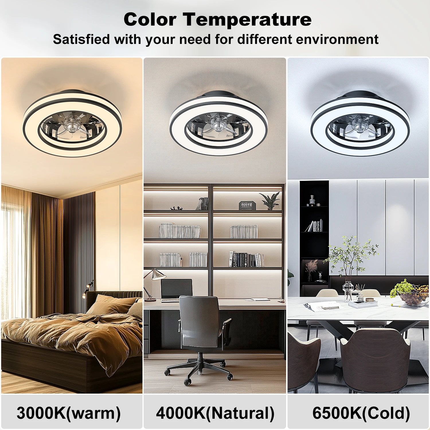 16 Inch LED Ceiling Fan Light with Remote Control Infinite Dimming 6 Levels of Wind Speed Living Room Bedroom Chandelier Fan