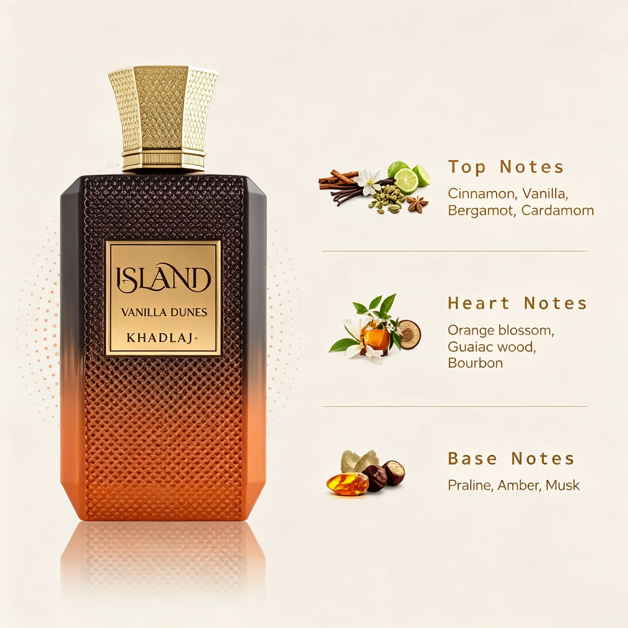 Khadlaj Island Vanilla Dunes Unisex Extrait De Parfum 3.4oz - Long-Lasting Sweet Vanilla Scent Ideal Holiday Gift