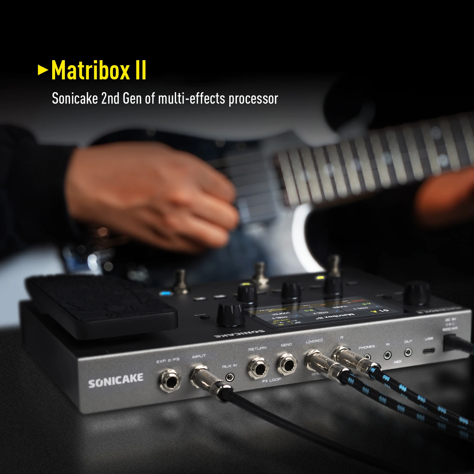 SONICAKE Matribox II Guitar Bass Amp Modeling Multi-Effects Processor with Expression Pedal FX Loop MIDI Stereo USB OTG QME-100
