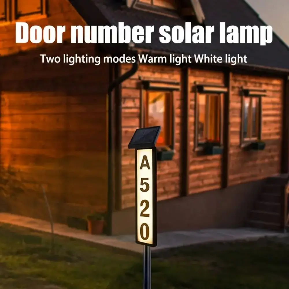1 PC Solar Light Powered House Number, Address Sign With Lighting, Pole Mount, Smart Light Control 400mah
