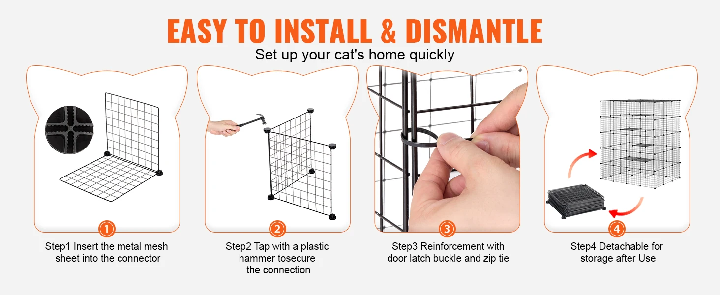 SucceBuy Large Cat Cage Detachable Metal Wire Cat Enclosure with Front Doors Hammock Ramp ladders Crate Exercise Place for Cat