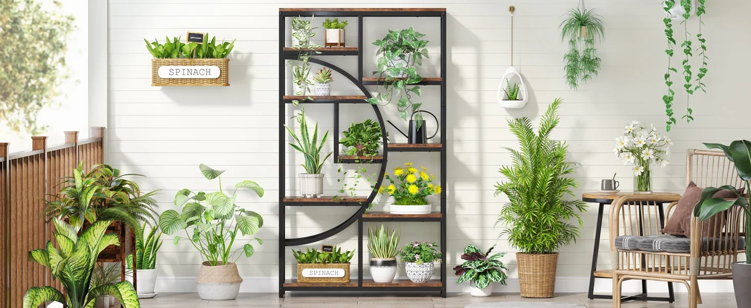 Tribesigns Bookshelf Industrial 5 Tier Etagere Bookcase, Freestanding Tall Bookshelves Display Shelf Storage Organizer