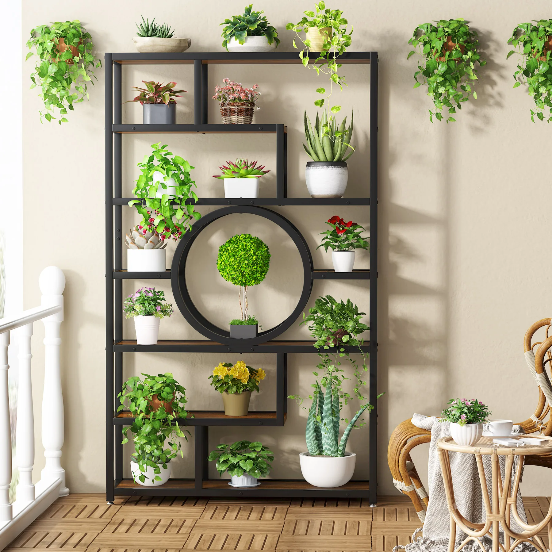 Tribesigns Bookshelf Industrial 5 Tier Etagere Bookcase, Freestanding Tall Bookshelves Display Shelf Storage Organizer