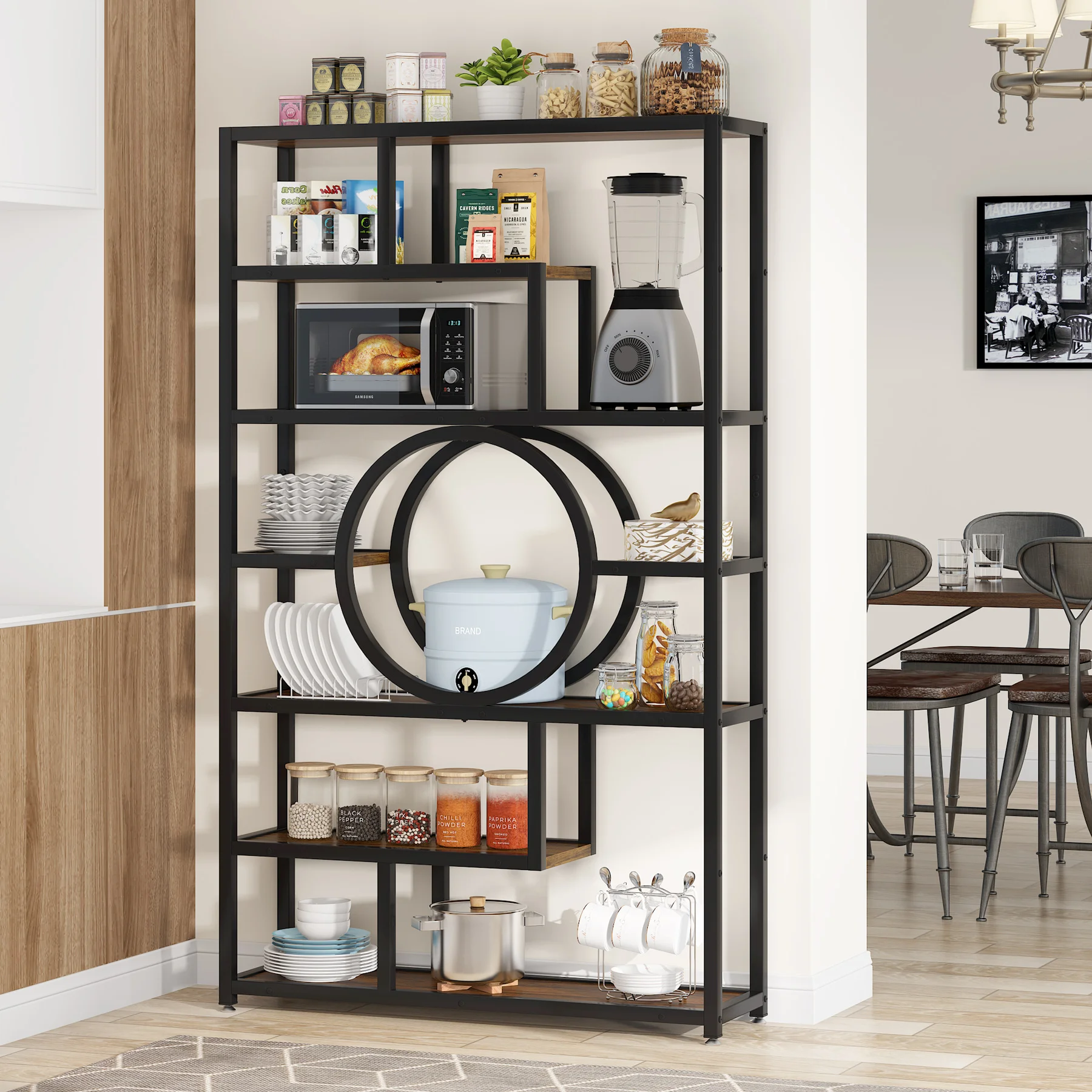 Tribesigns Bookshelf Industrial 5 Tier Etagere Bookcase, Freestanding Tall Bookshelves Display Shelf Storage Organizer