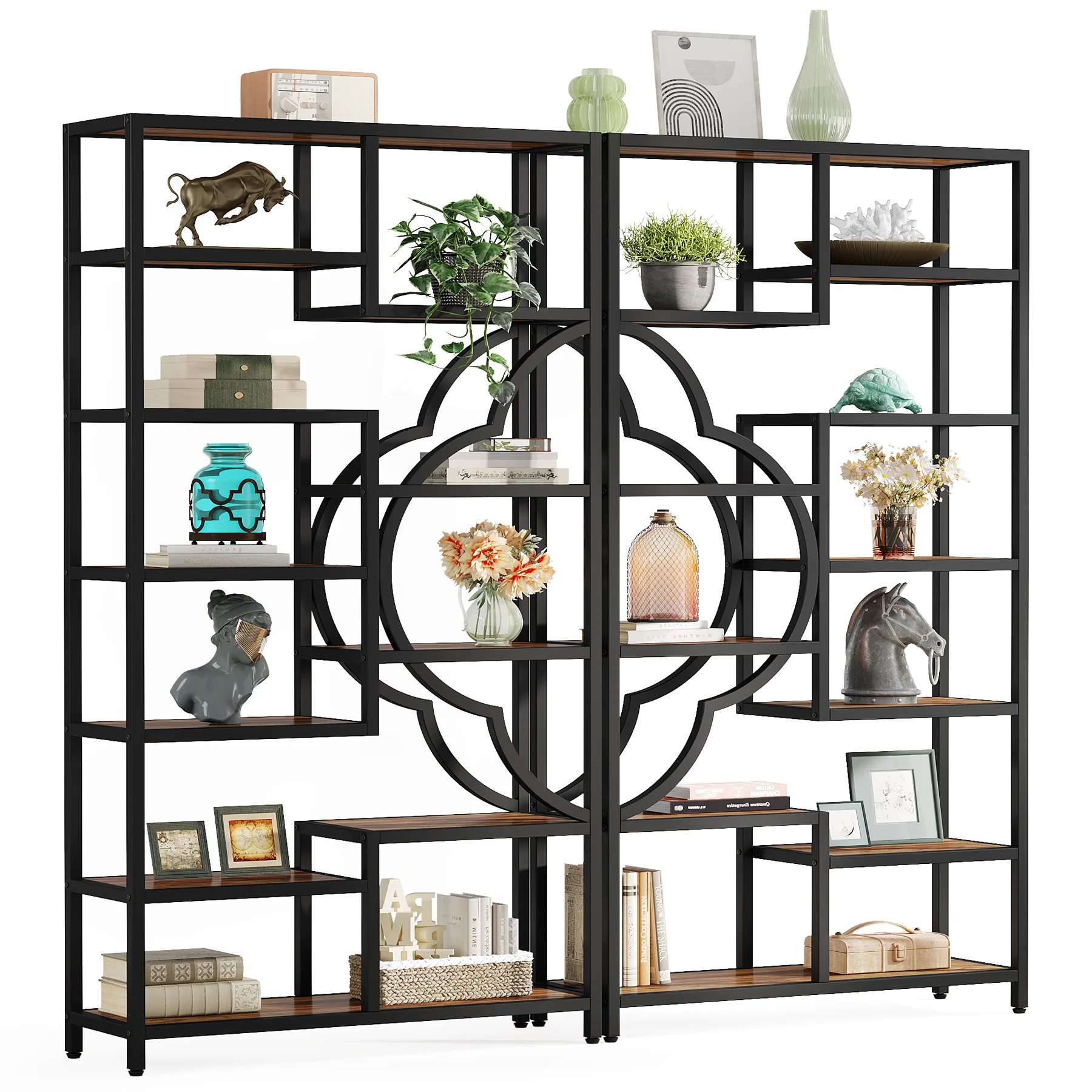 Tribesigns Bookshelf Industrial 5 Tier Etagere Bookcase, Freestanding Tall Bookshelves Display Shelf Storage Organizer