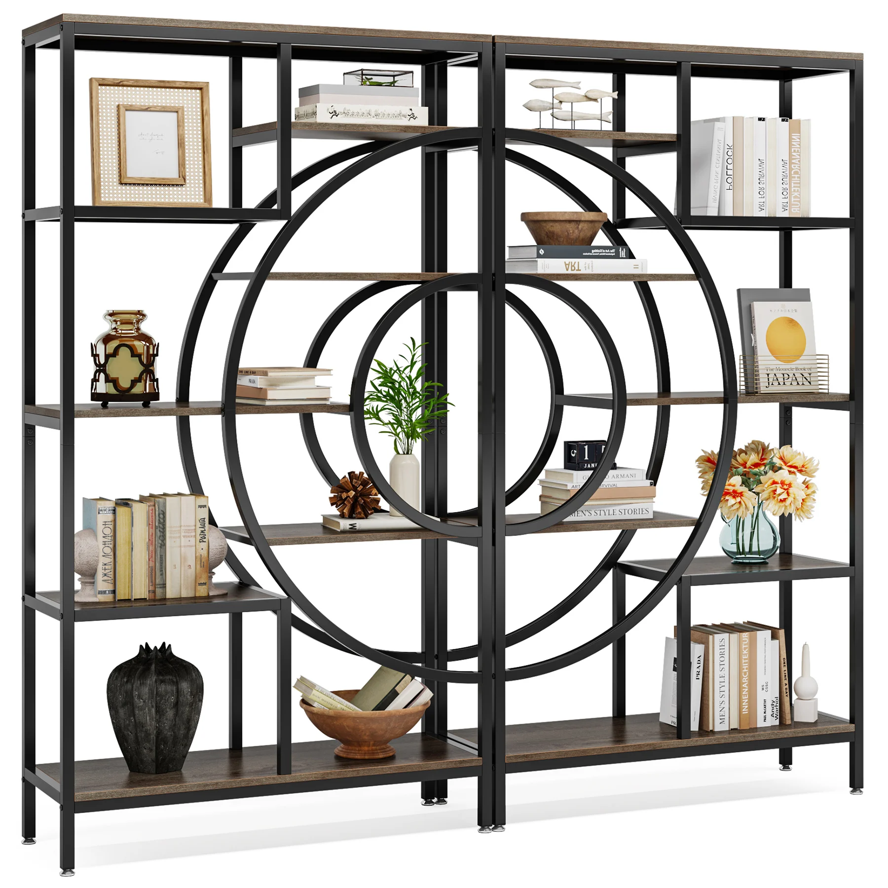 Tribesigns Bookshelf Industrial 5 Tier Etagere Bookcase, Freestanding Tall Bookshelves Display Shelf Storage Organizer