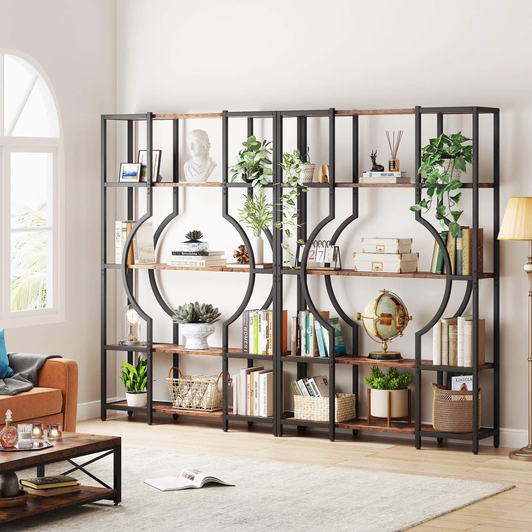 Tribesigns Bookshelf Industrial 5 Tier Etagere Bookcase, Freestanding Tall Bookshelves Display Shelf Storage Organizer