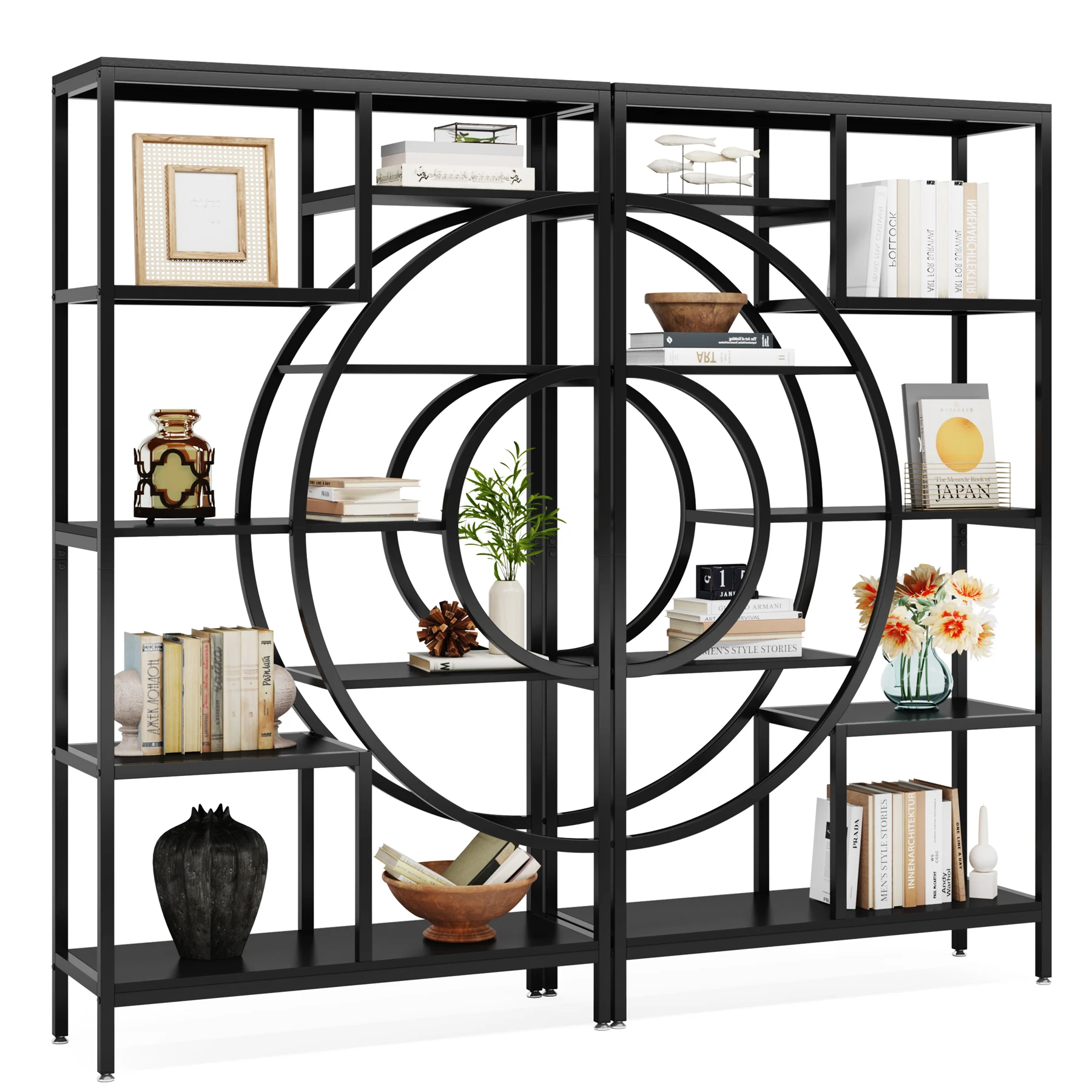 Tribesigns Bookshelf Industrial 5 Tier Etagere Bookcase, Freestanding Tall Bookshelves Display Shelf Storage Organizer