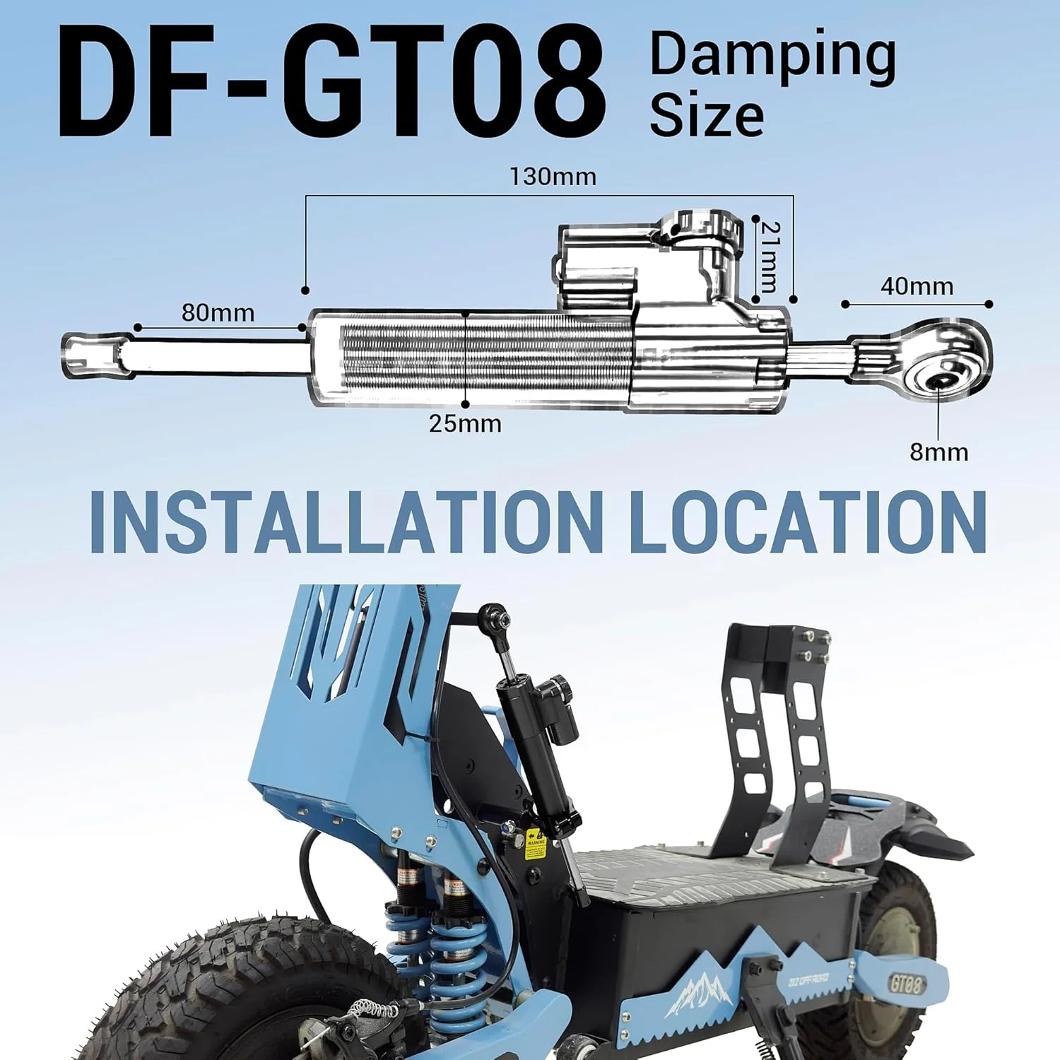 GT08 Electric Scooter Steering Damper Bracket Support Kit, Carbon Fiber Stabilizer Steering Damper Adjustable