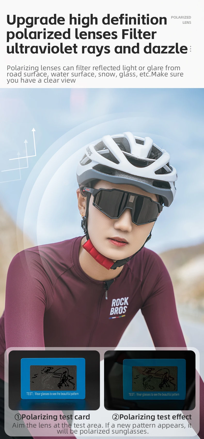 ROCKBROS Polarized Cycling Glasses Electronic Color Change Glasses Sunglasses UV400 Safety Bike Bicycle Eyewear Sports Goggles