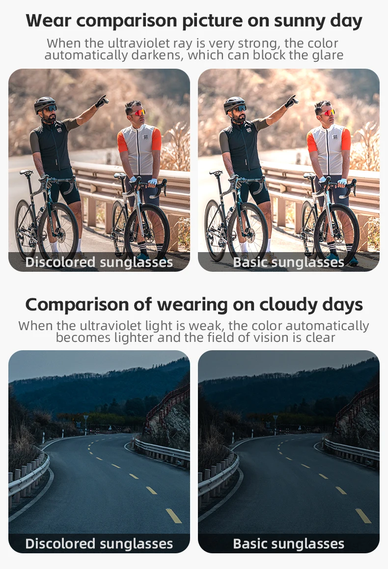 ROCKBROS Polarized Cycling Glasses Electronic Color Change Glasses Sunglasses UV400 Safety Bike Bicycle Eyewear Sports Goggles